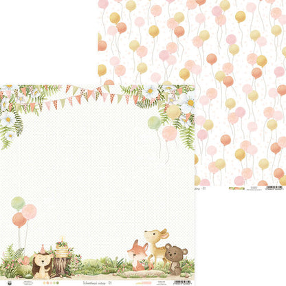 P13 WOODLAND CUTIES 12&quot;X12&quot; Racoon Scrapbook Paper 03