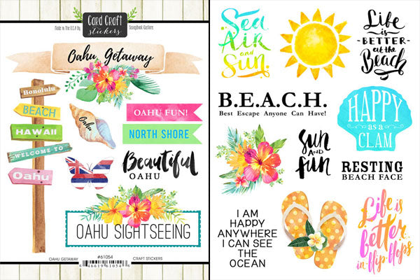 Scrapbook Customs OAHU HAWAII KIT Papers and Stickers 8pc