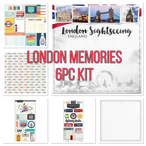 LONDON ENGLAND MEMORIES KIT Papers and Stickers 6pc