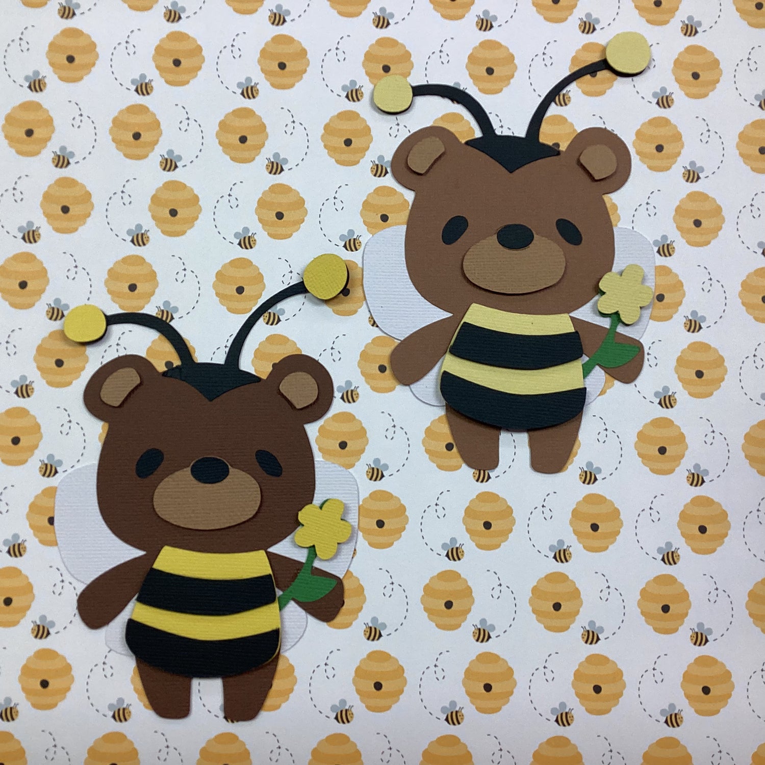 Teddy Bear BUMBLE BEE Die Cut Embellishment