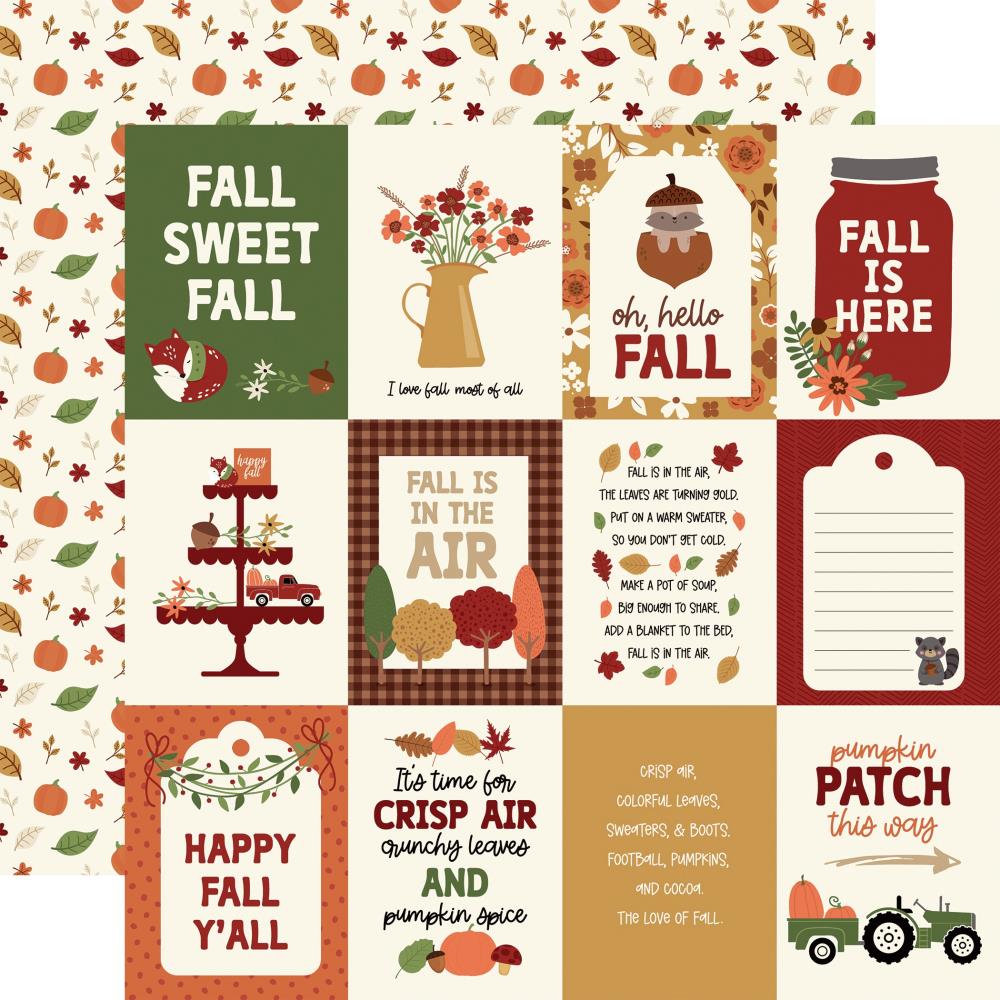 Echo Park I Love Fall 3X4 JOURNALING CARDS 12&quot;x12&quot; Scrapbook Paper