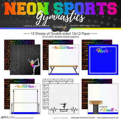 Neon Sports GYMNASTICS KIT 12&quot;X12&quot; Scrapbook Paper 12 Sheets