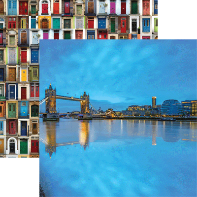 Reminisce Great Britain TOWER BRIDGE 12X12 Scrapbook Paper