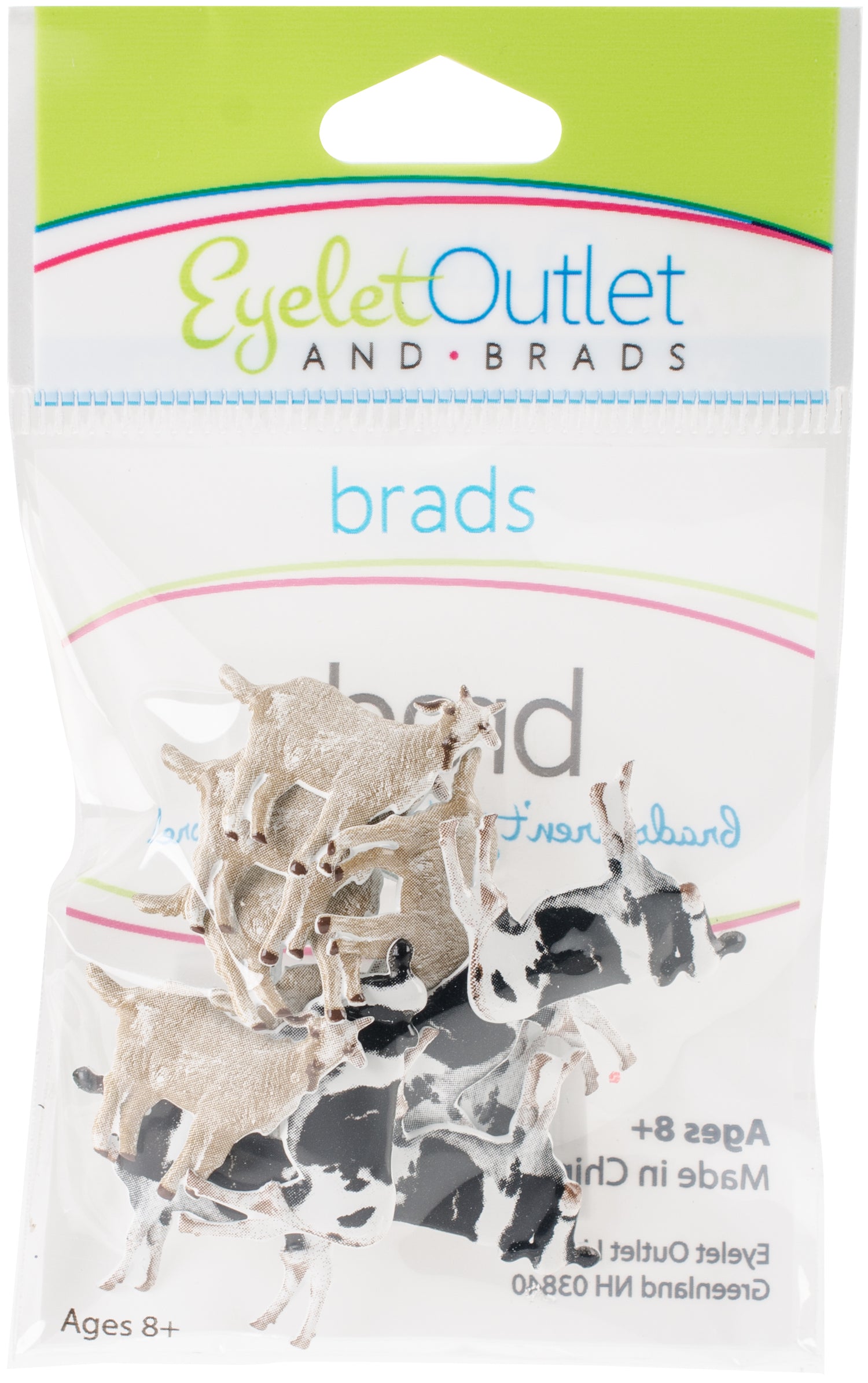 Eyelet Outlet COW &amp; GOAT Brads 12pc Farm Animals