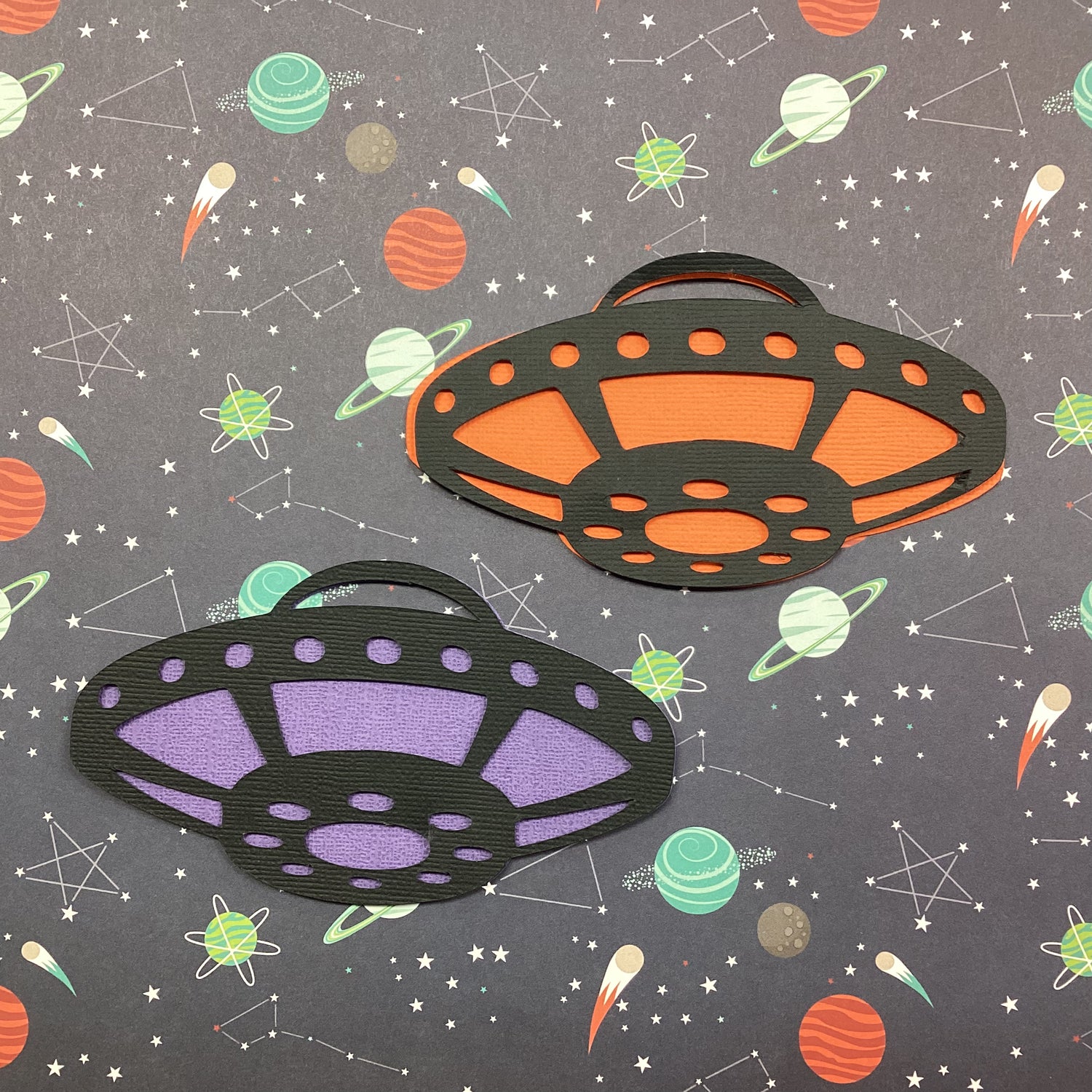 ALIEN UFO Spaceship Custom Scrapbook Die Cuts