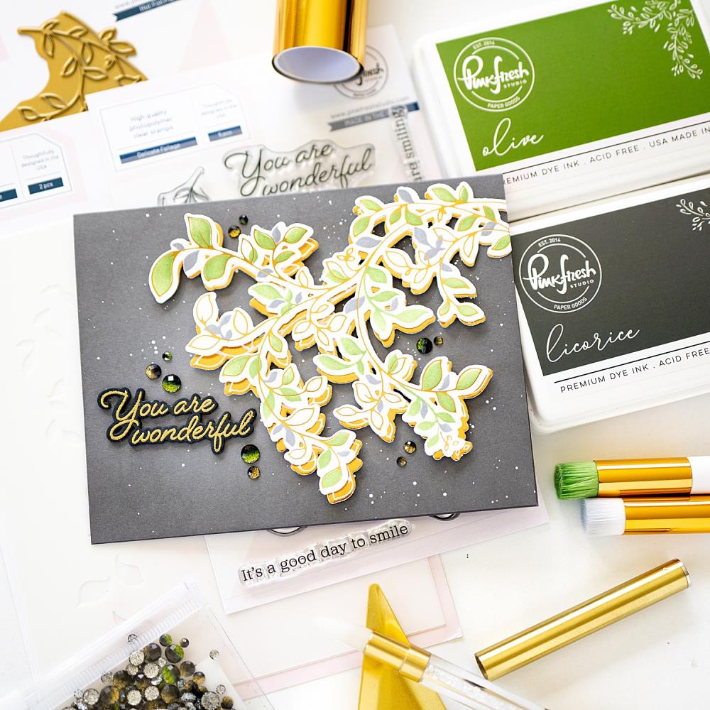 Pinkfresh Studio DELICATE FOLIAGE Stamp &amp; Die Set 8pc