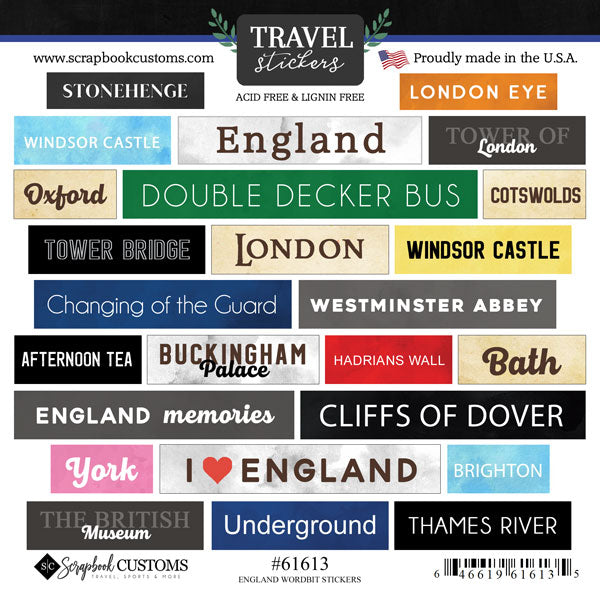 ENGLAND ADVENTURE KIT Papers and Stickers 12pc