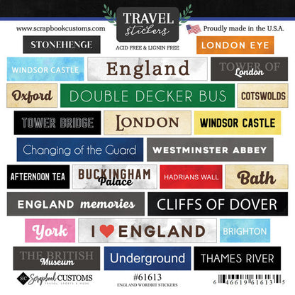 ENGLAND ADVENTURE KIT Papers and Stickers 12pc