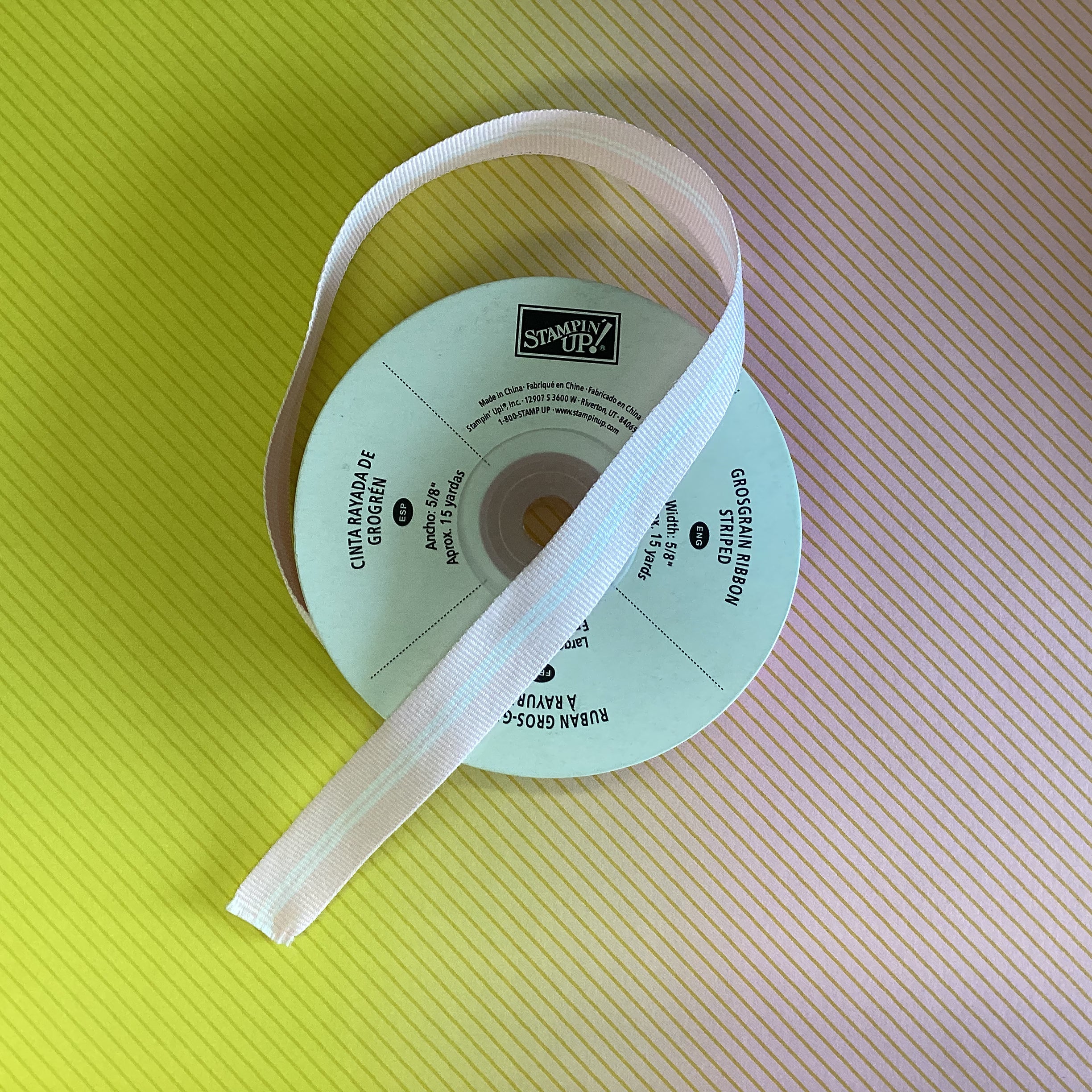 Stampin Up Ribbon 1 yard 5/8&quot; wide GROSGRAIN STRIPED