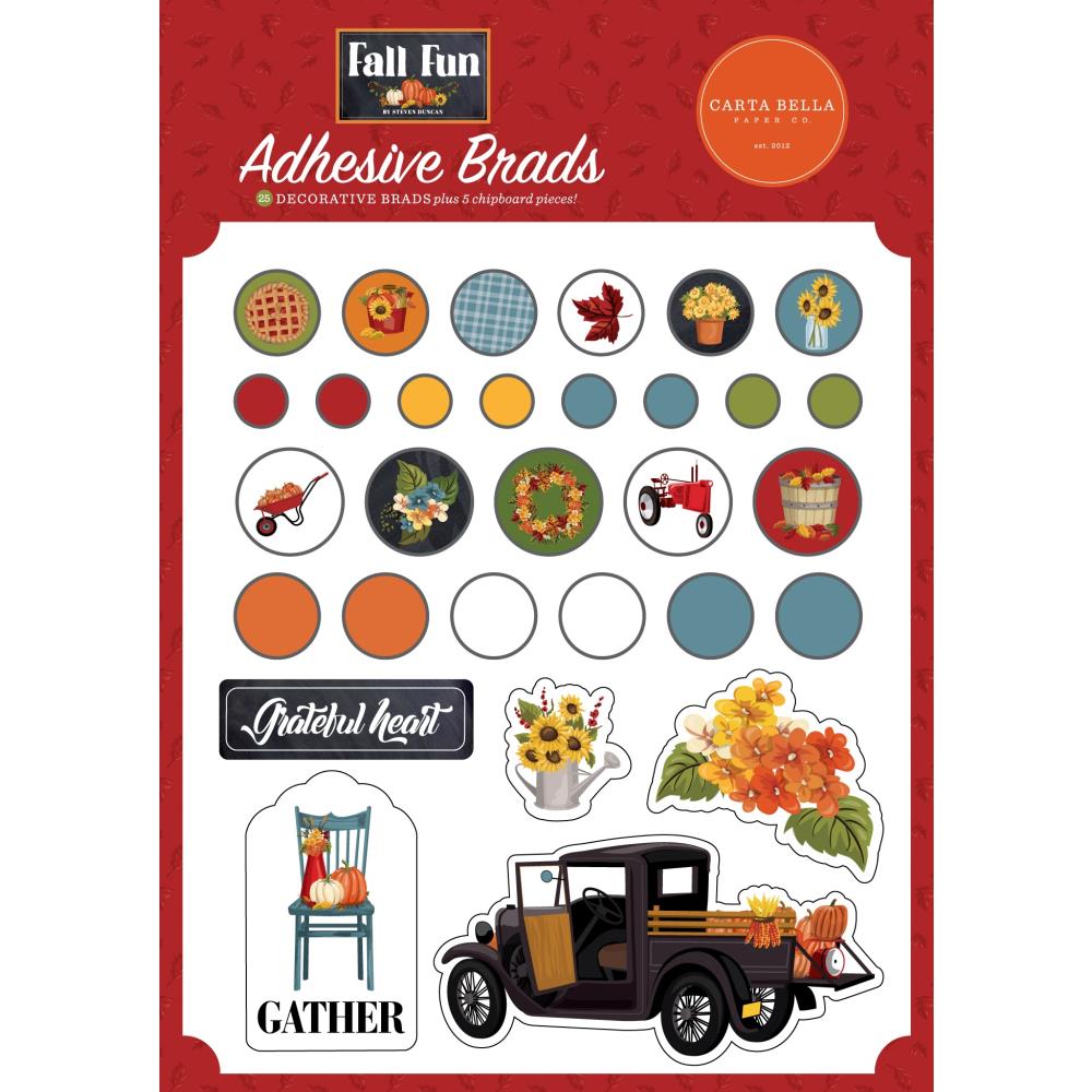 Carta Bella FALL FUN Adhesive Brads 25pc