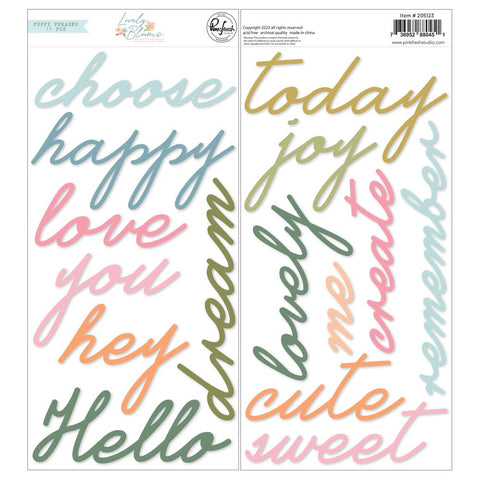 Pinkfresh Studio LOVELY BLOOMS PUFFY PHRASES 15pc