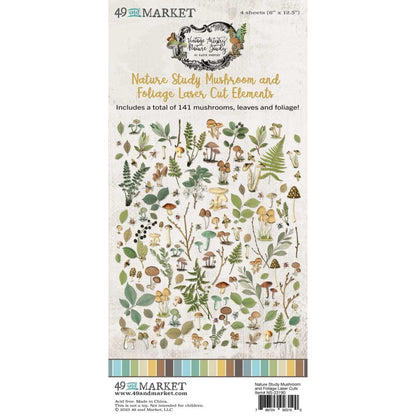 49 and Market Vintage Artistry NATURE STUDY MUSHROOM FOLIAGE ELEMENTS 141pc