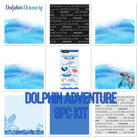 Scrapbook Customs DOLPHIN ADVENTURE KIT Papers and Stickers 9pc