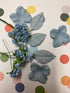 Mini Roses Daisy Leaves LIGHT BLUE 21pc