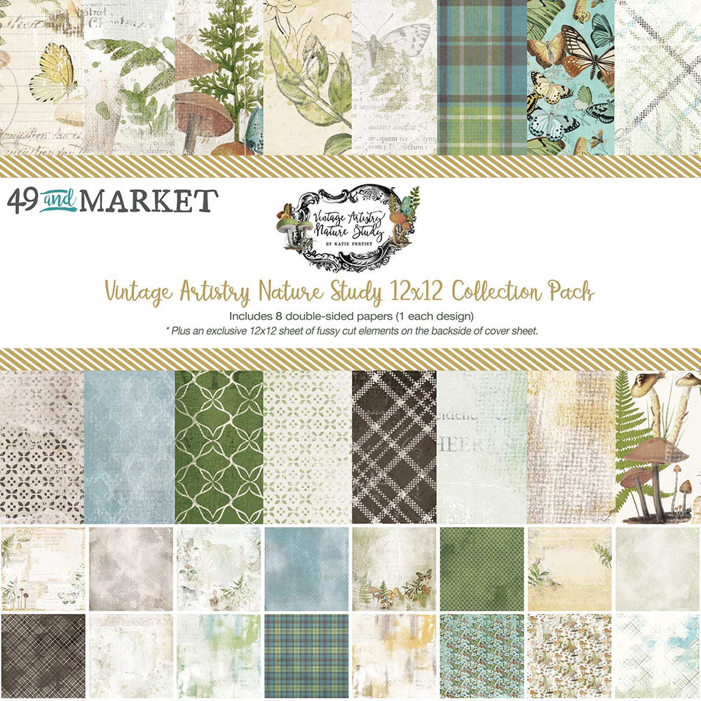 49 and Market Vintage Artistry NATURE STUDY 12&quot;X12&quot; Scrapbook Collection Pack