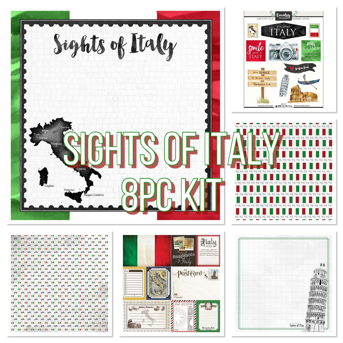 ITALY SIGHTS KIT Papers and Stickers 8pc