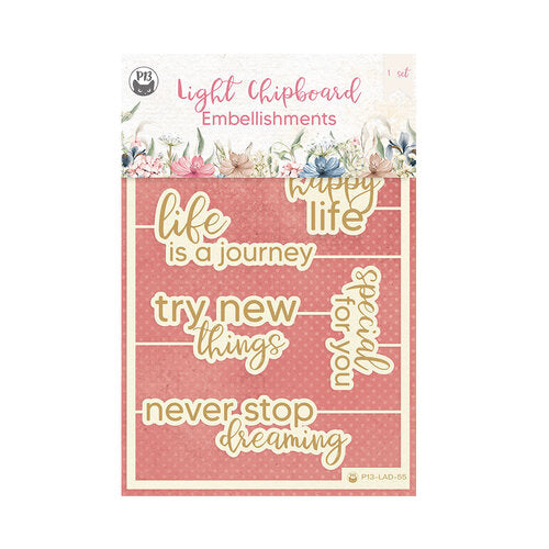 P13 LADY’S DIARY EMBELLISHMENTS Light Chipboard 1 Set