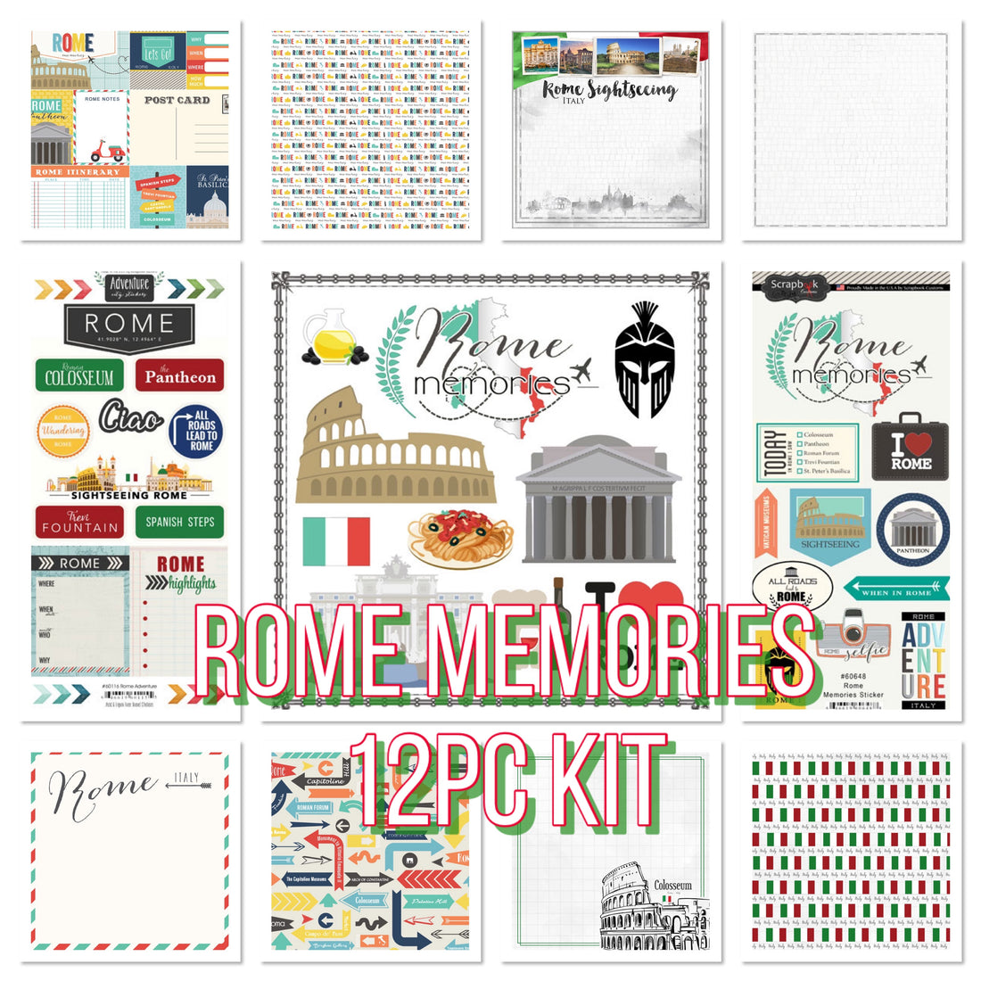 Italy ROME MEMORIES KIT Papers and Stickers 12pc