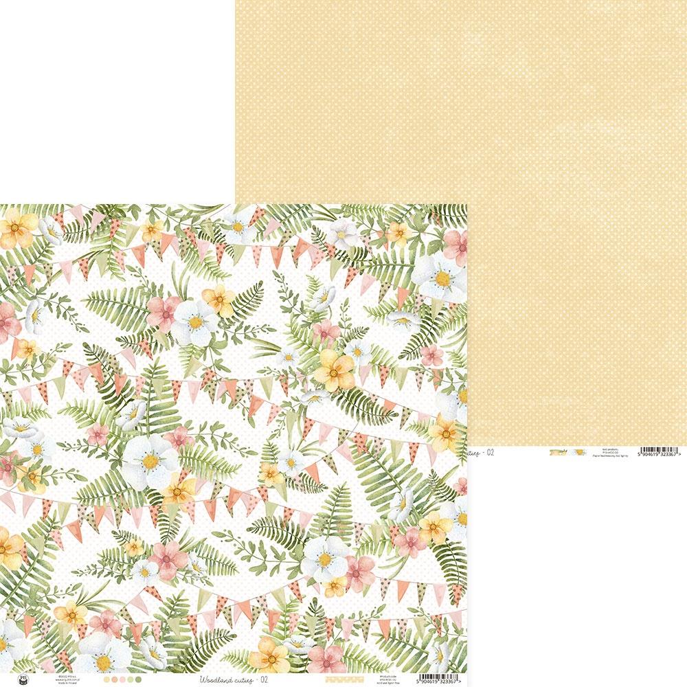 P13 WOODLAND CUTIES 02 12&quot;X12&quot; Bunting Scrapbook Paper