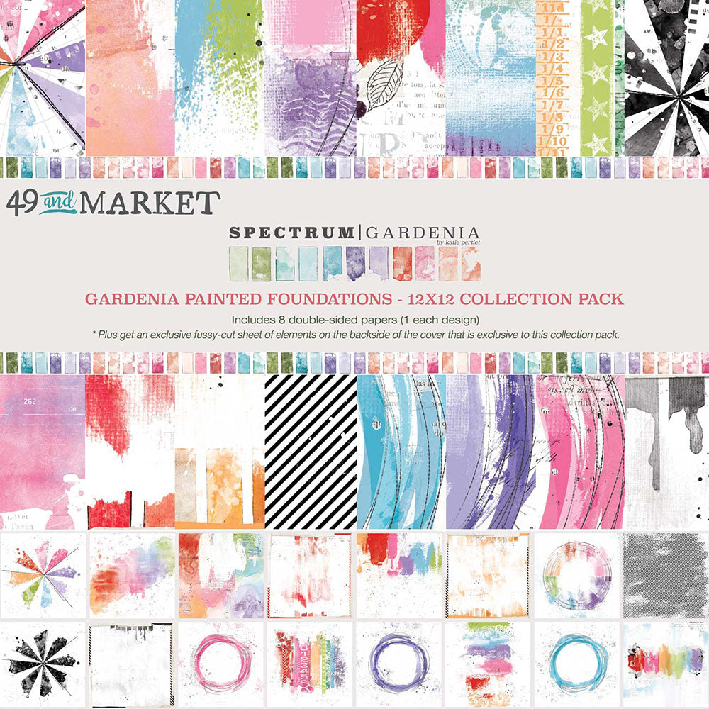 49 and Market Spectrum GARDENIA PAINTED FOUNDATION 12x12 Collection Paper Pack