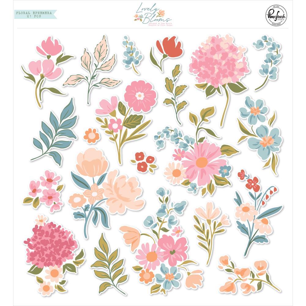 Pinkfresh Studio LOVELY BLOOMS FLORAL EPHEMERA 21pc