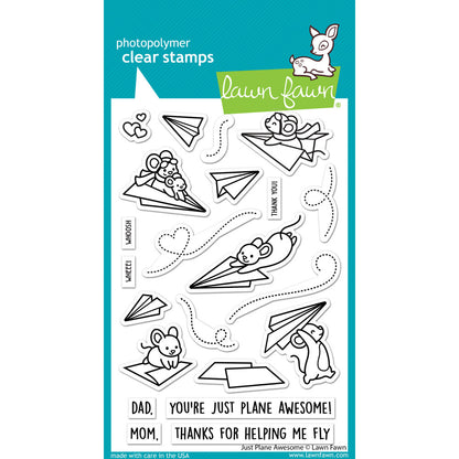Lawn Fawn JUST PLANE AWESOME Clear Stamps 4”x6” 22pc