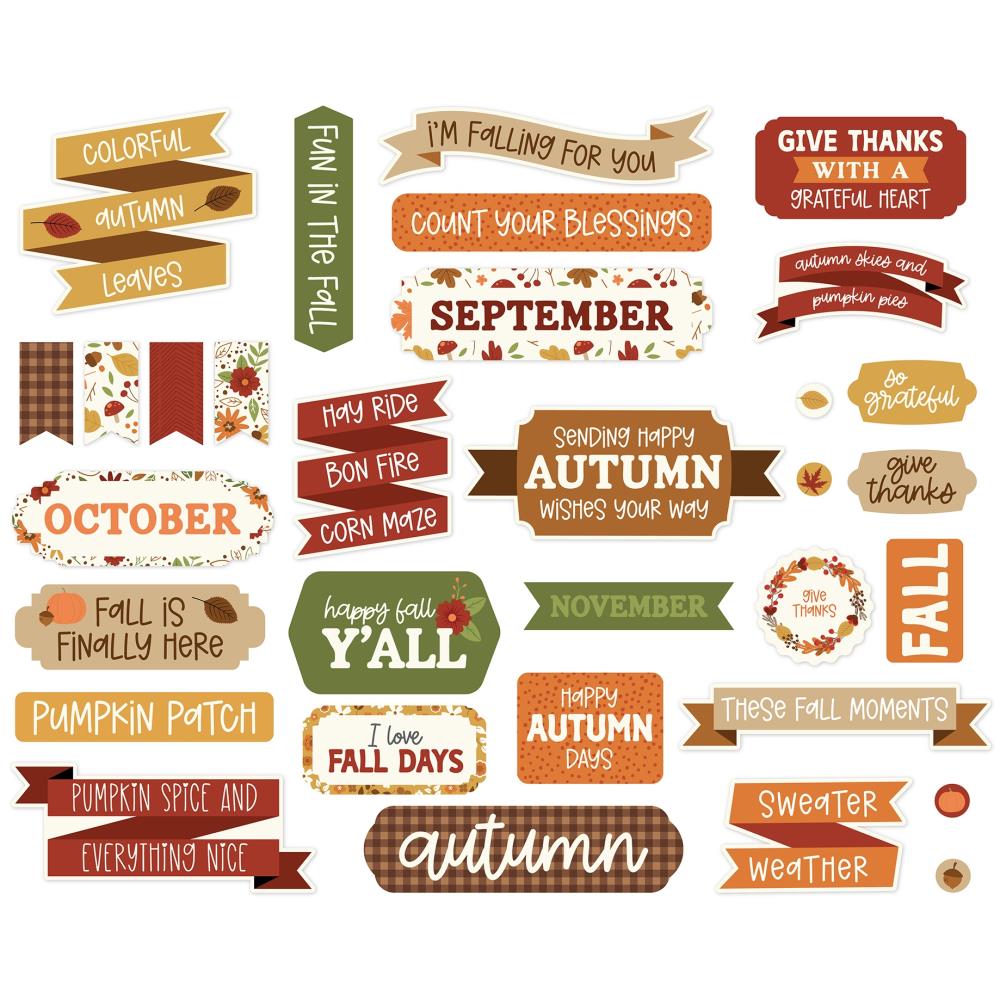 Echo Park I LOVE FALL TITLES &amp; PHRASES DieCut Pieces 32pc