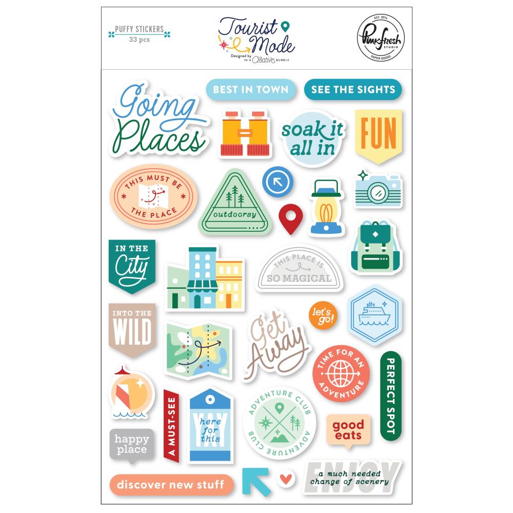 Pinkfresh Studio TOURIST MODE PUFFY Stickers 33pc