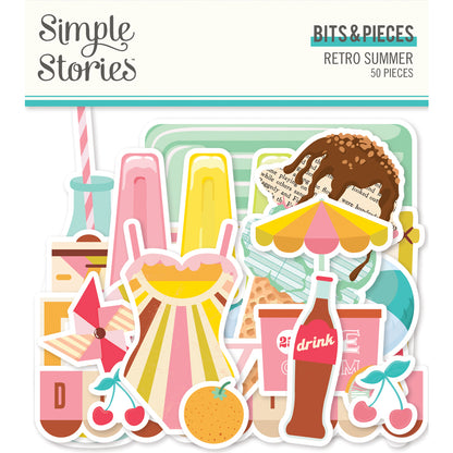 Simple Stories RETRO SUMMER BITS &amp; PIECES DieCuts 50pc