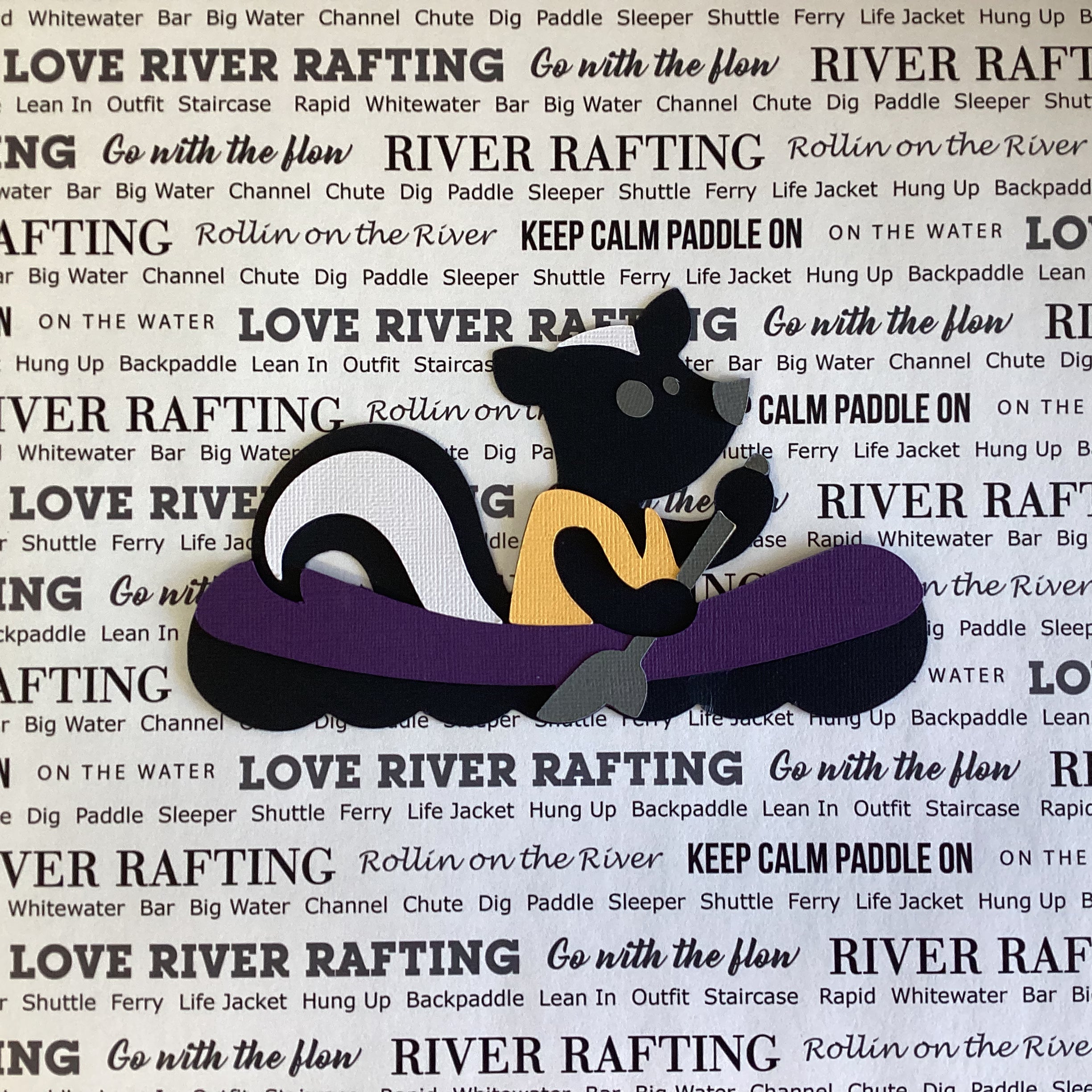 RAFTING SKUNK 3D Scrapbook Die Cut Embellishment