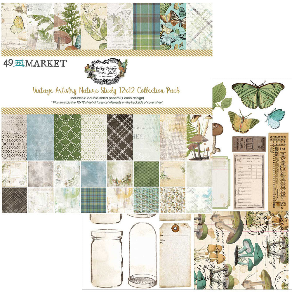 49 and Market Vintage Artistry NATURE STUDY 12"X12" Scrapbook Collection Pack