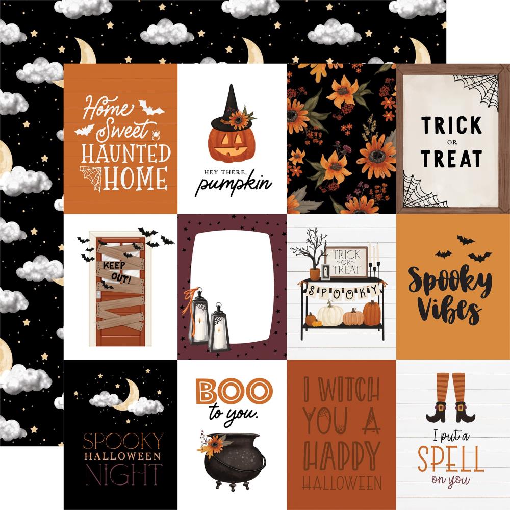 Carta Bella Halloween 3X4 JOURNALING CARDS 12&quot;x12&quot; Scrapbook Paper