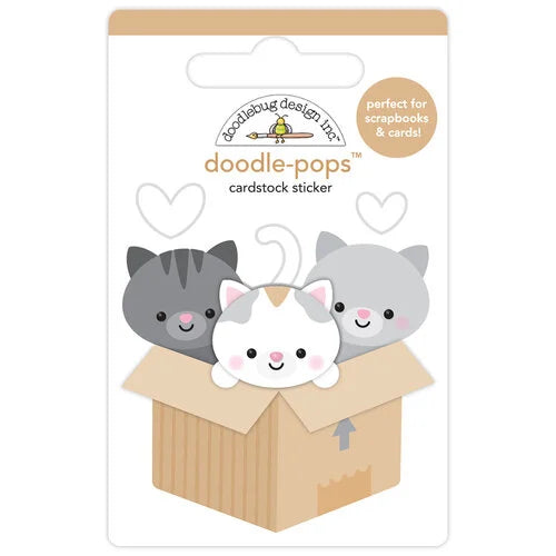 Doodlebug Doodle-Pops KITTY LITTER Stickers DoodlePops 3D 3pc