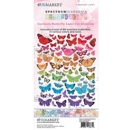 49 and Market Spectrum GARDENIA BUTTERFLY LASER CUT ELEMENTS 89pc