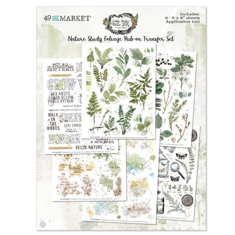 49 and Market Vintage Artistry 6X8 NATURE STUDY FOLIAGE RUB-ON Transfer Set