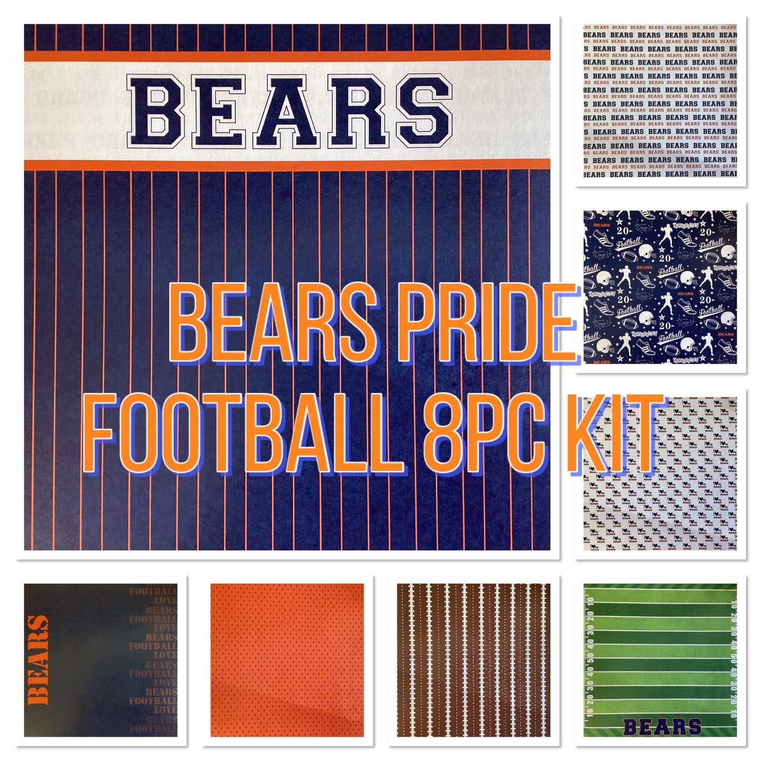 BEARS PRIDE FOOTBALL KIT 12&quot;X12&quot; Scrapbook Paper 8 Sheets