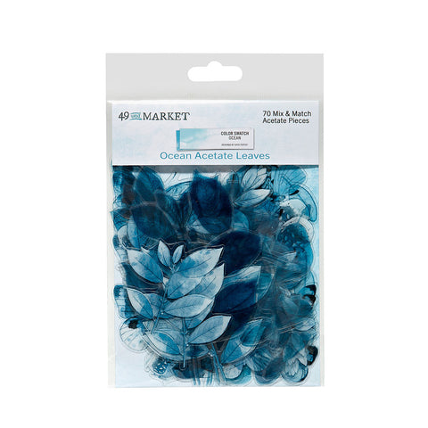 49 and Market Color Swatch OCEAN ACETATE LEAVES 70pc Scrapbooksrus