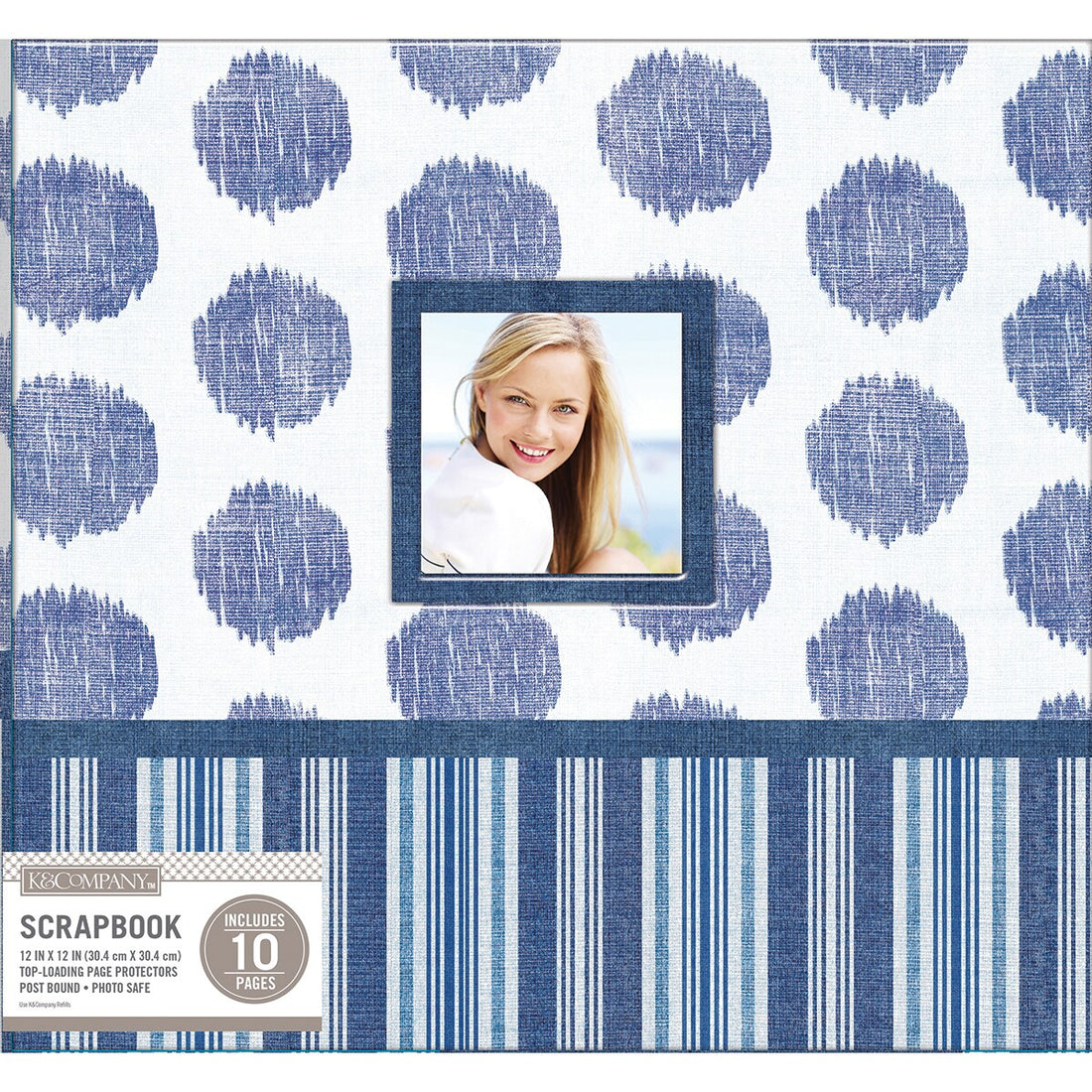 K&amp;Company VINTAGE BLUE COLLAGE Window 12&quot;X12&quot; Scrapbook Album