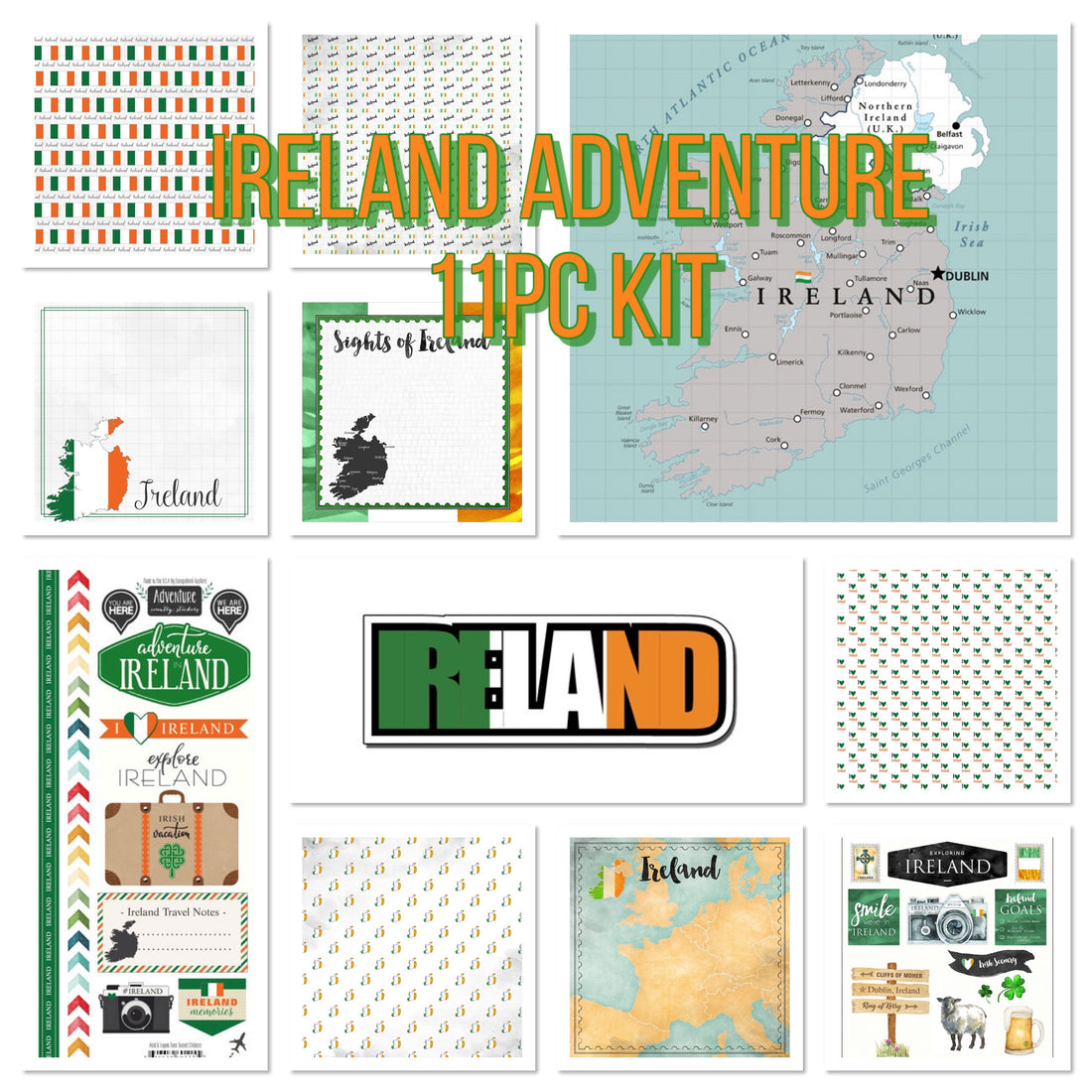 IRELAND ADVENTURE KIT Papers and Stickers 11pc