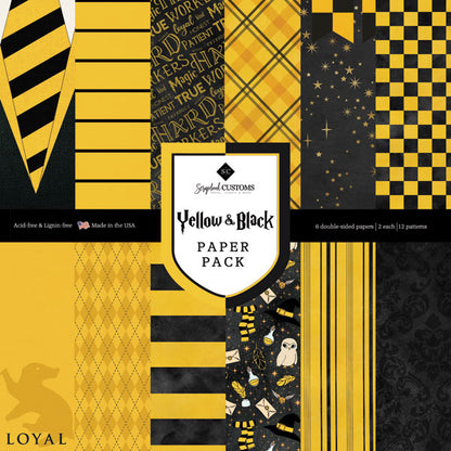 Scrapbook Customs YELLOW &amp; BLACK 12&quot;X12” Paper Pack Harry Potter