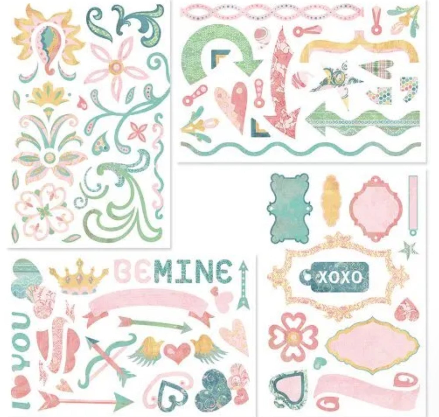 Basic Grey TWO SCOOPS Chip Stickers Designer Love Chipboard