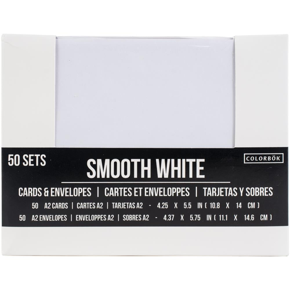 Colorbok A2 CARDS &amp; ENVELOPES 50 sets 4.25”x5.5” White