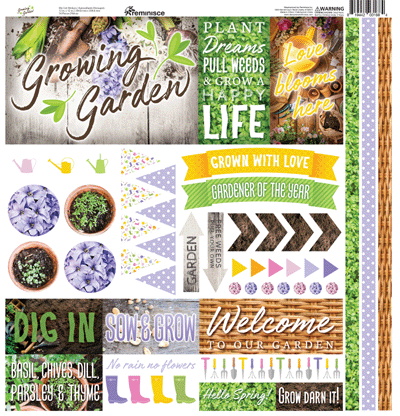 Reminisce GROWING GARDEN Scrapbook Paper Pack 2pc