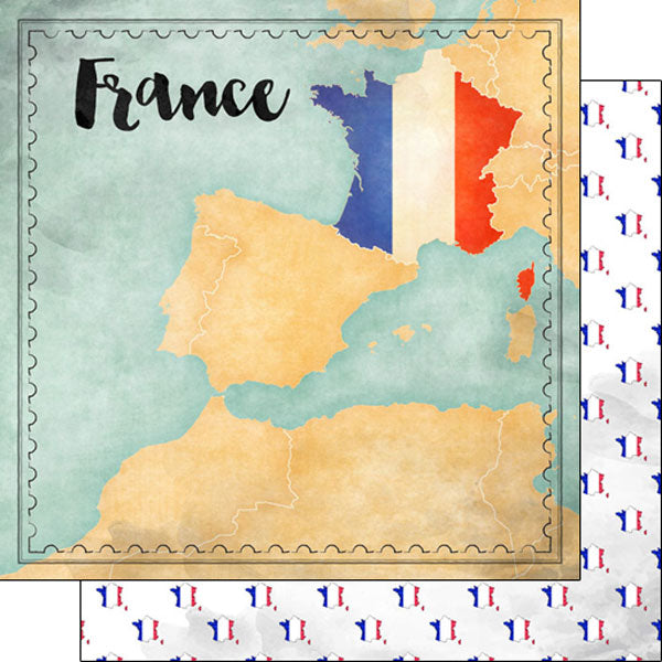 Scrapbook Customs FRANCE ADVENTURE KIT Papers and Stickers 13pc