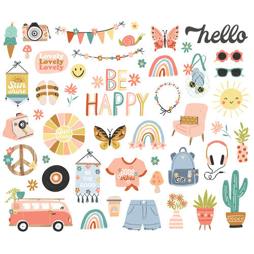 Simple Stories BOHO SUNSHINE BITS &amp; PIECES DieCuts 48pc