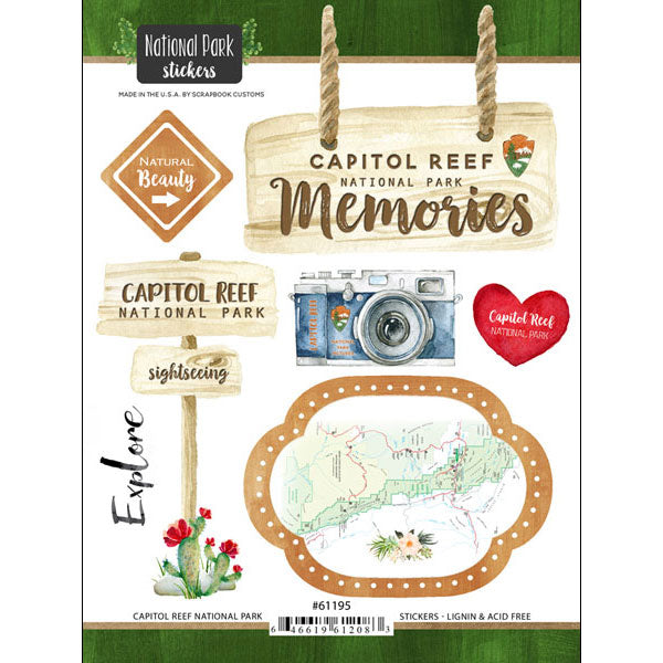 National Park CAPITOL REEF Stickers 18pc Scrapbook Customs