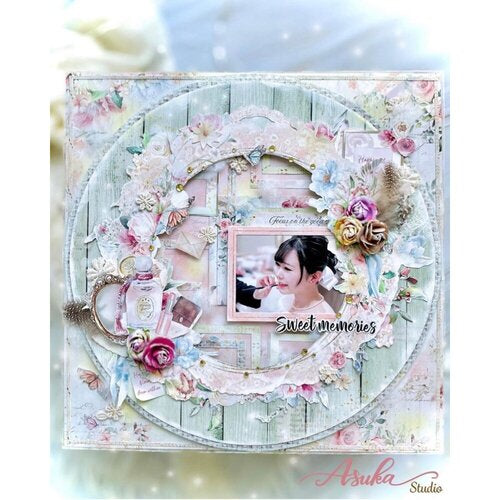 Asuka Studio DUSTY ROSE EPHEMERA DieCuts 24pc layout