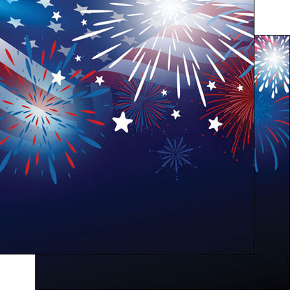 FIREWORKS AT NIGHT 4th of July 12&quot;X12&quot; Scrapbook Customs Paper