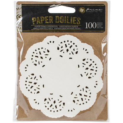 Prima Paper Doilies WHITE DOILY Embellishment 100pc