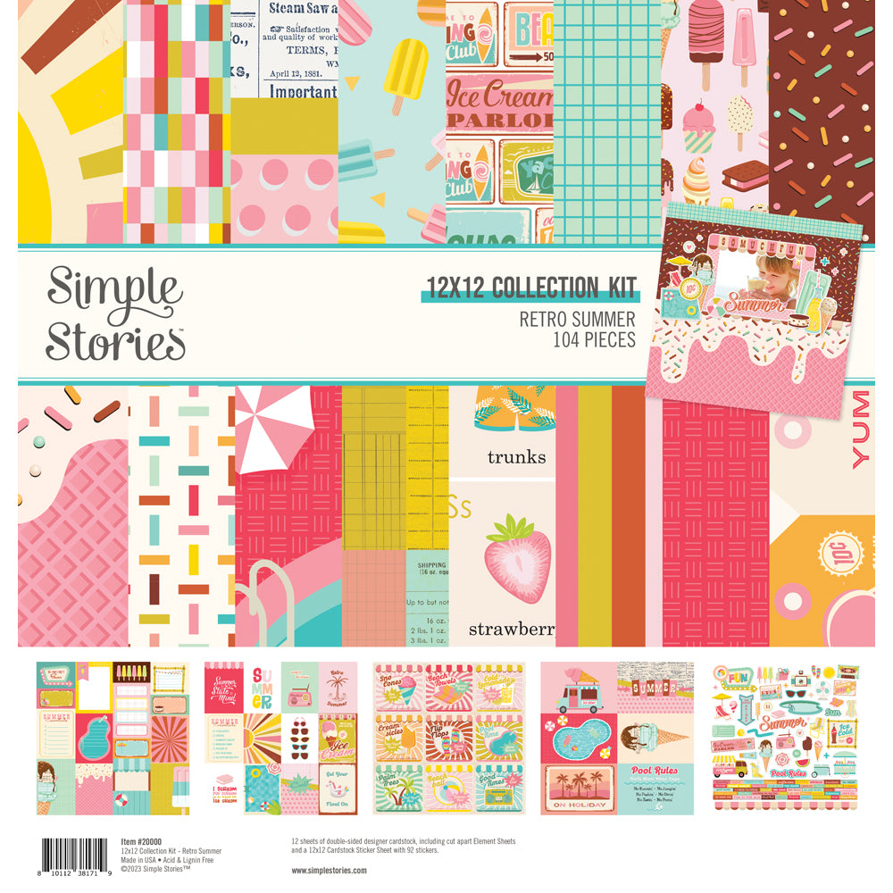 Simple Stories RETRO SUMMER 12&quot;X12&quot; Collection Kit 104pc